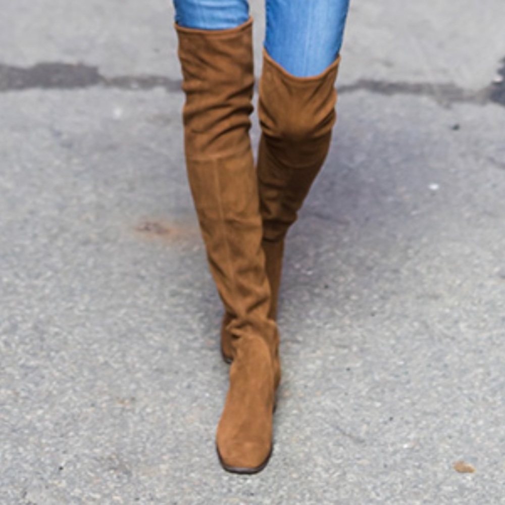 Stuart Weitzman Charlolet Coffee Stretch Suede 7.5  WORN ONE TIME w/box - Picture 2 of 11